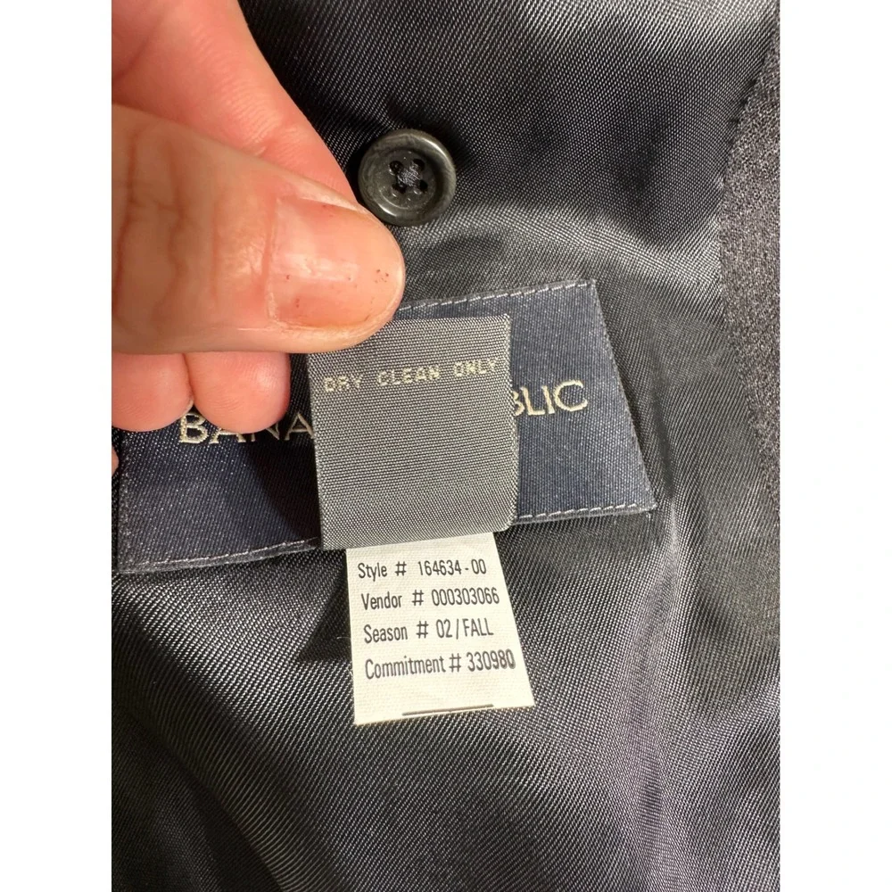 Banana Republic‎ Mens 42R Wool Blazer Charcoal Gray 2 Button Suit Jacket
